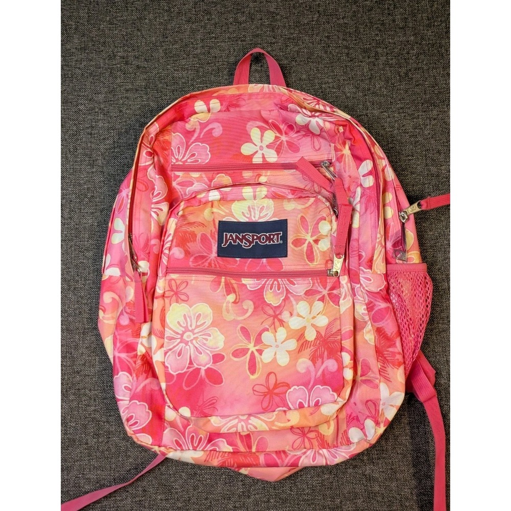 JanSport Floral Cool Student Backpack Hawaiian Flower 17" Laptop School Bag